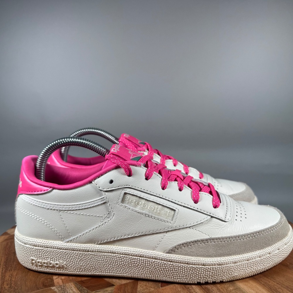 Reebok Club C 85 Shoes White Pink Leather Suede Women's Size‎ 8.5